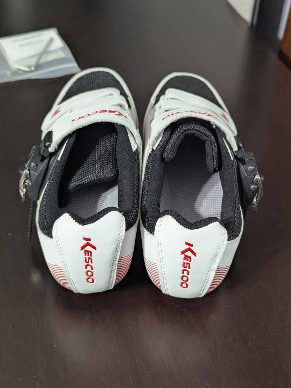 Kescoo White and Black Cycling Shoes with Red Accents- NWOT - Picture 3 of 4